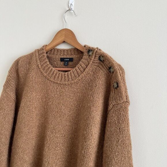 J Crew Pullover Sweater M Brown Wool Alpaca Oversized Chunky cabincore - Picture 10 of 14